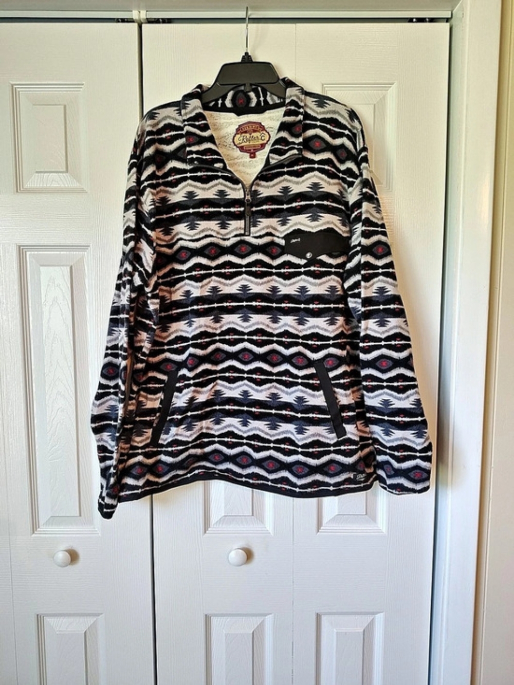 Rafter C Red Dirt Collection Aztec Quarter Zip Men's Fleece Pullover Jacket XL